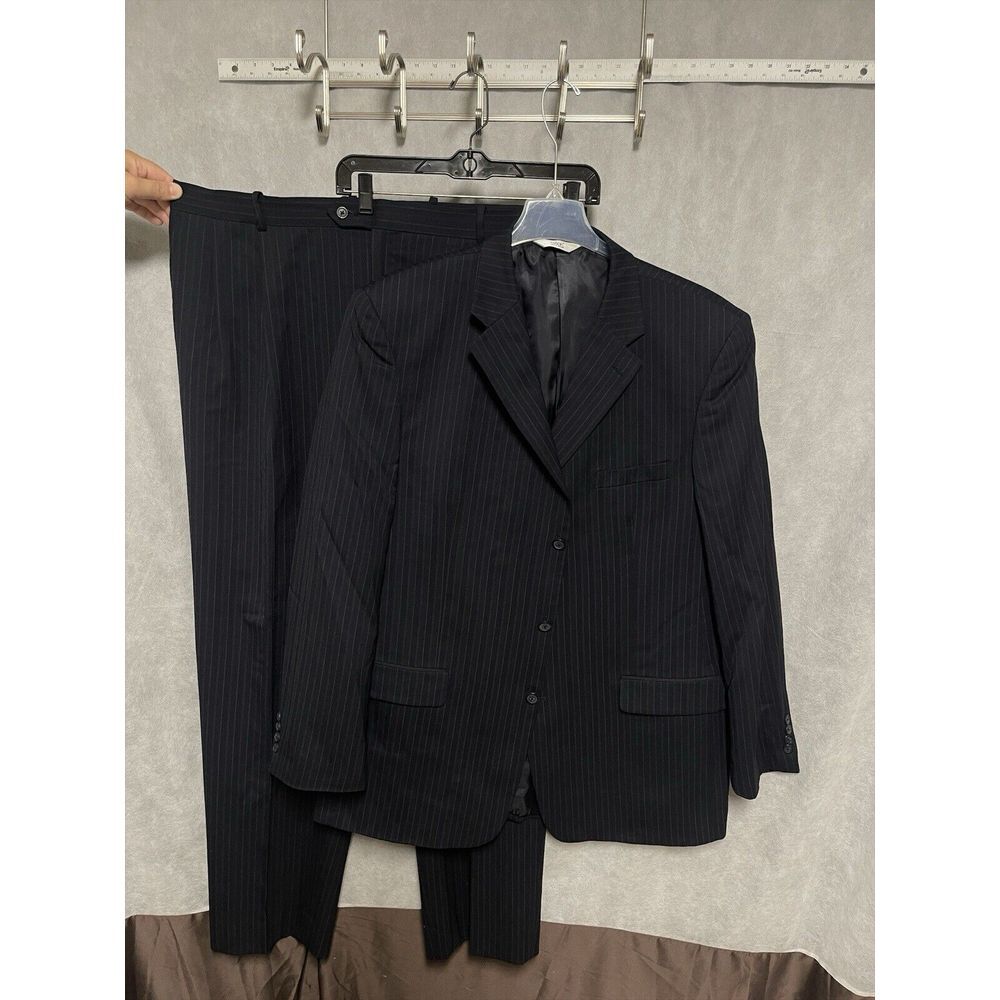 Versini Suit Men‎ 48XL Blue Striped 3B Wool Career Academia 42X33.5 Pants Luxury